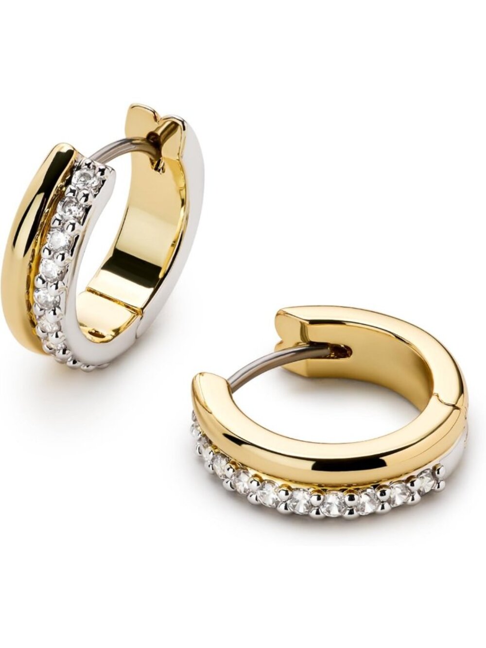Stylish Mixed Metal Huggie Hoop Earrings for Women - Silver & Gold Fashion